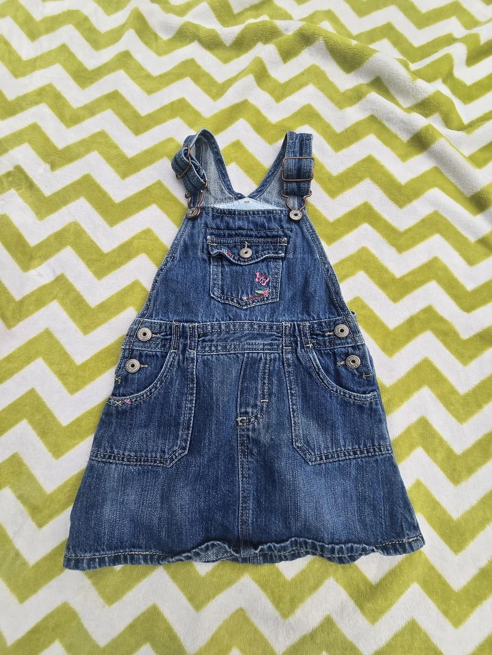 Vintage OshKosh B'gosh Denim Blue Girls' Overall Dress Size 3T